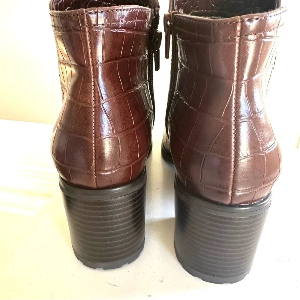 Naturalizer Lailah Brown Croco Ankle Booties- Sz 9.5 New‎